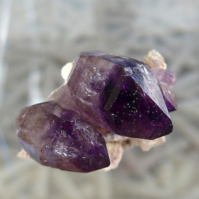 Tiny Smoky Brandberg Amethyst Quartet in Matrix