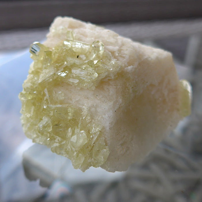 Tiny Brazilianite Gemstones on Albite Matrix
