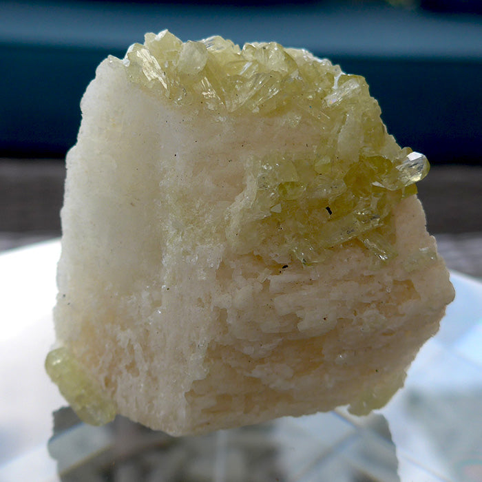 Tiny Brazilianite Gemstones on Albite Matrix