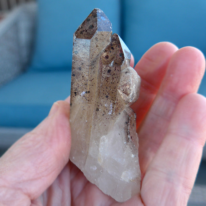 Clear Quartz and Cacoxenite Multipoint Cluster