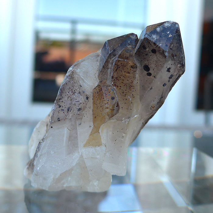 Clear Quartz and Cacoxenite Multipoint Cluster