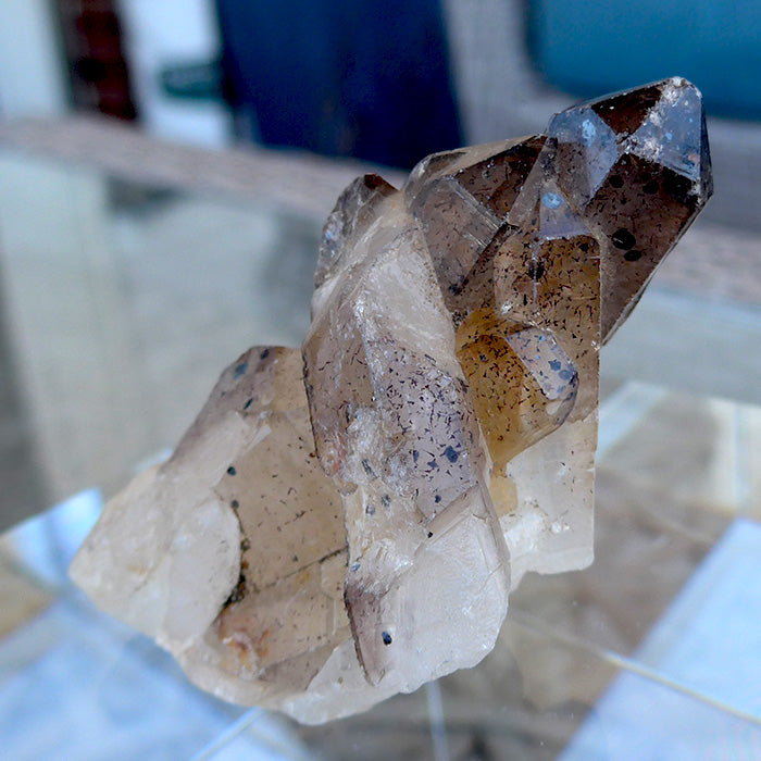 Clear Quartz and Cacoxenite Multipoint Cluster