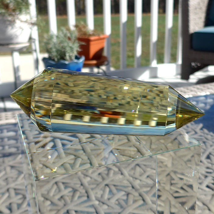 DOUBLE PRICE DROP: Fat 48 Facet Tibetan Citrine Vogel Wand by David Zhuang with Dark Zoning