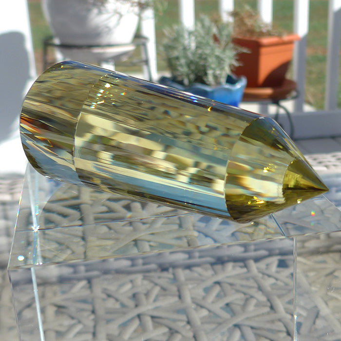 DOUBLE PRICE DROP: Fat 48 Facet Tibetan Citrine Vogel Wand by David Zhuang with Dark Zoning