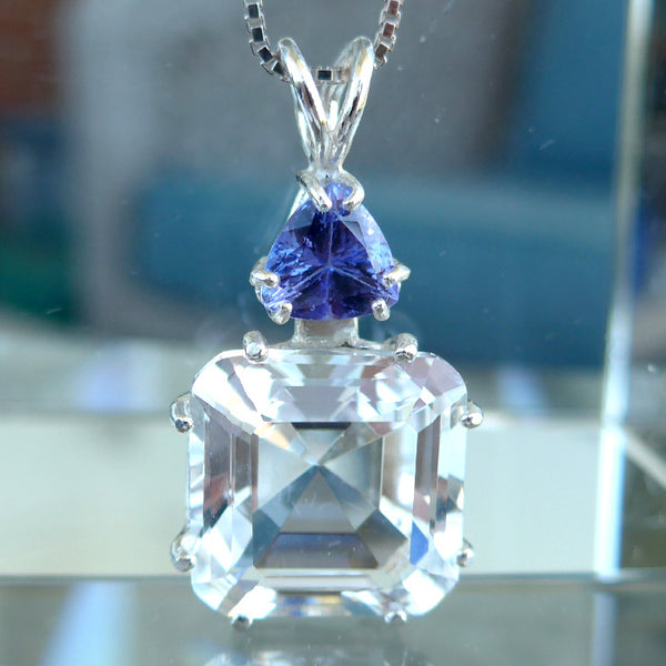 Clear Quartz Earth Heart Crystal with Tanzanite Crown