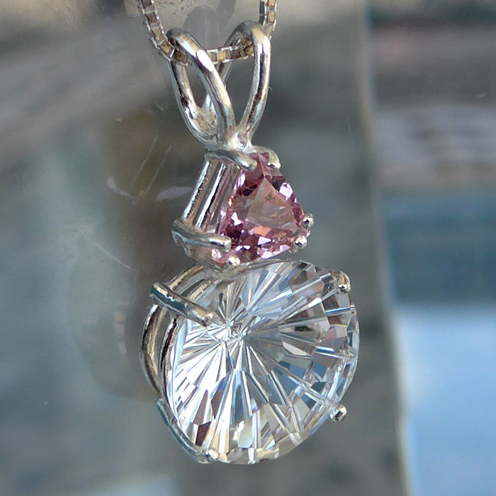 Clear Quartz Super Nova Pendant with Pink Tourmaline