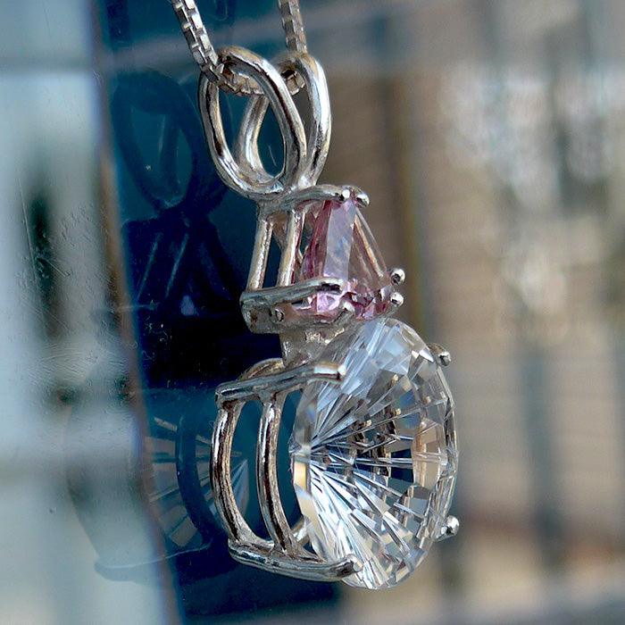 Clear Quartz Super Nova Pendant with Pink Tourmaline