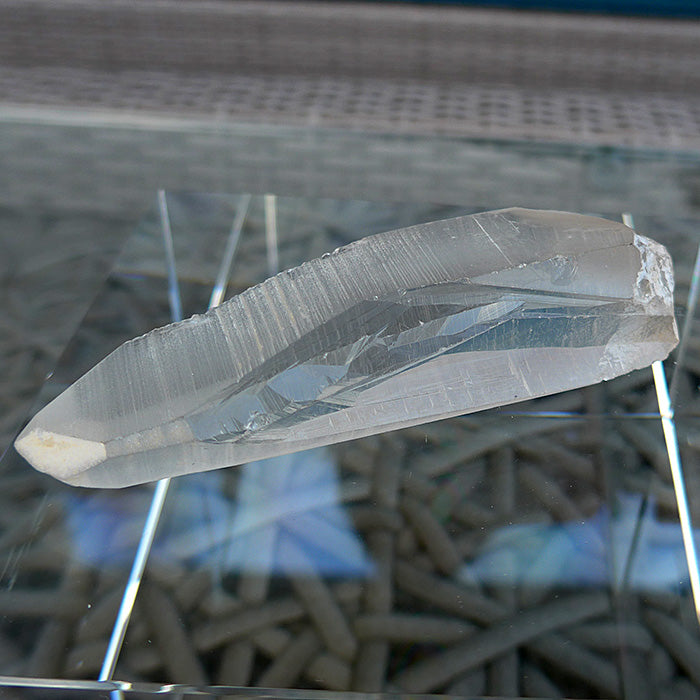 Curved Dream Lemurian Growth Interference Wand with Diamond Window Pane