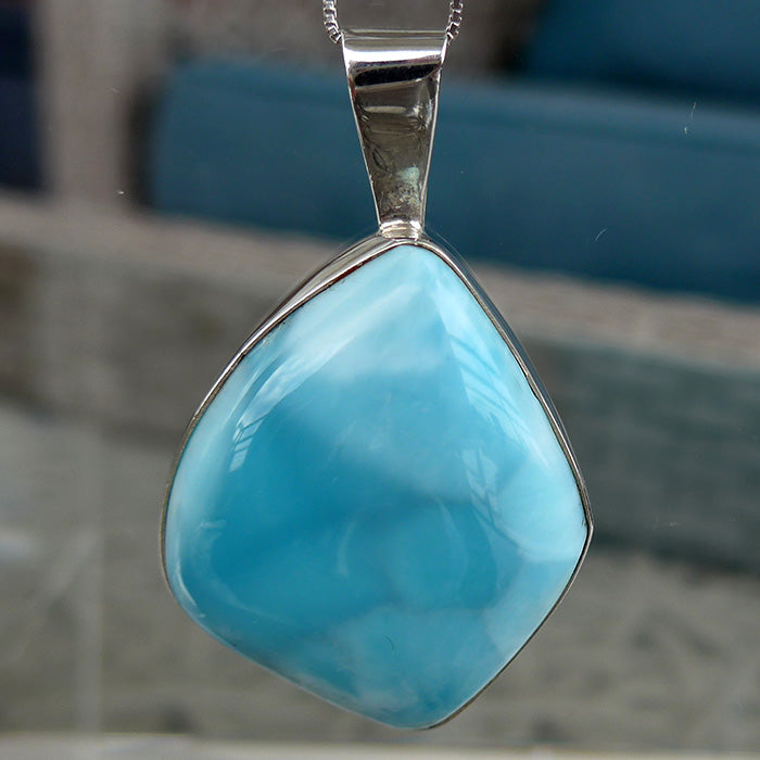 Larimar Curved Trapezoid Pendant