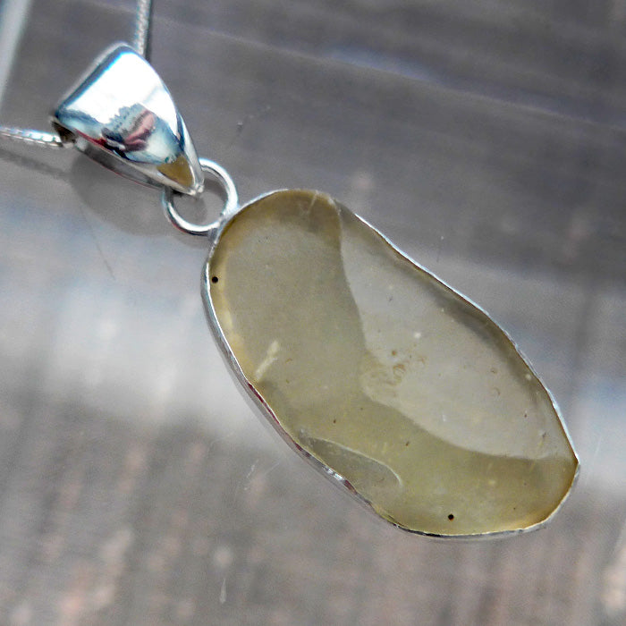 Curvaceous Translucent Libyan Desert Glass Pendant