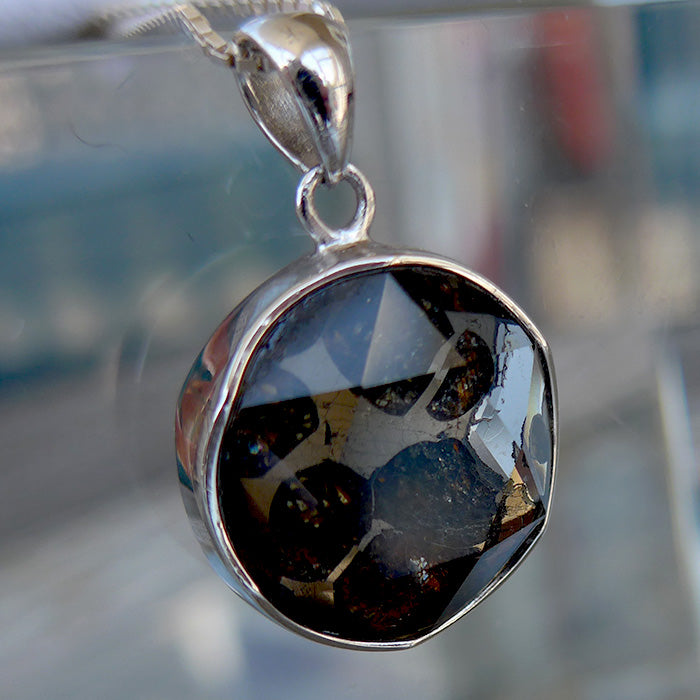 Petite Double Sided Pallasite Star of David Pendant