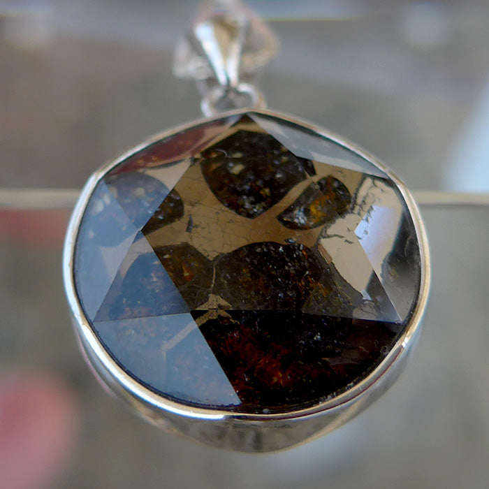 Petite Double Sided Pallasite Star of David Pendant