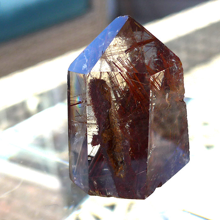 Deep Red and Sienna Rutile Polished Point