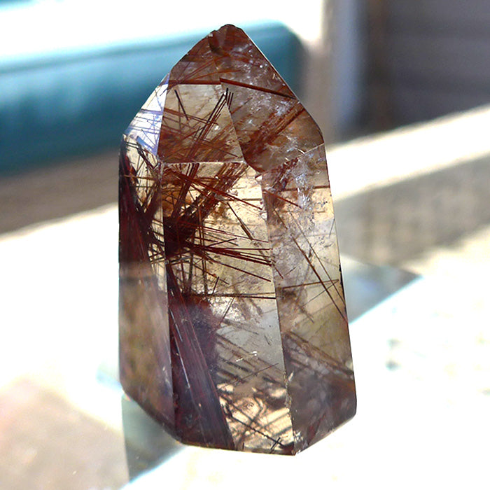 Deep Red and Sienna Rutile Polished Point