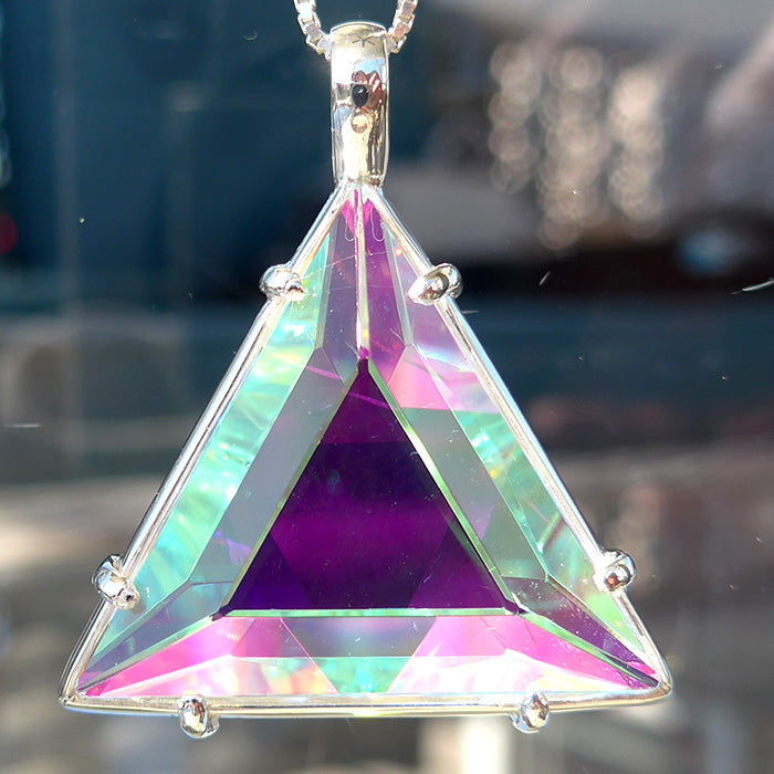 Super Size Clear Quartz Star of David with Magenta Dichroic Glass by Kings Amao