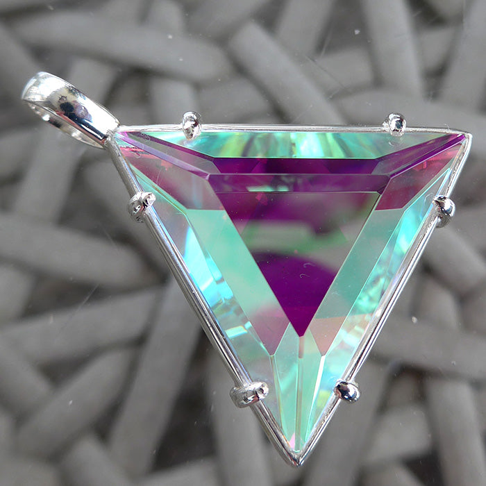 Super Size Clear Quartz Star of David with Magenta Dichroic Glass by Kings Amao