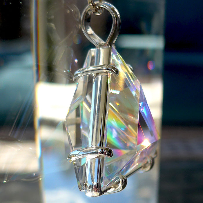 Clear Quartz Star of David with Rainbow Dichroic Glass by Kings Amao