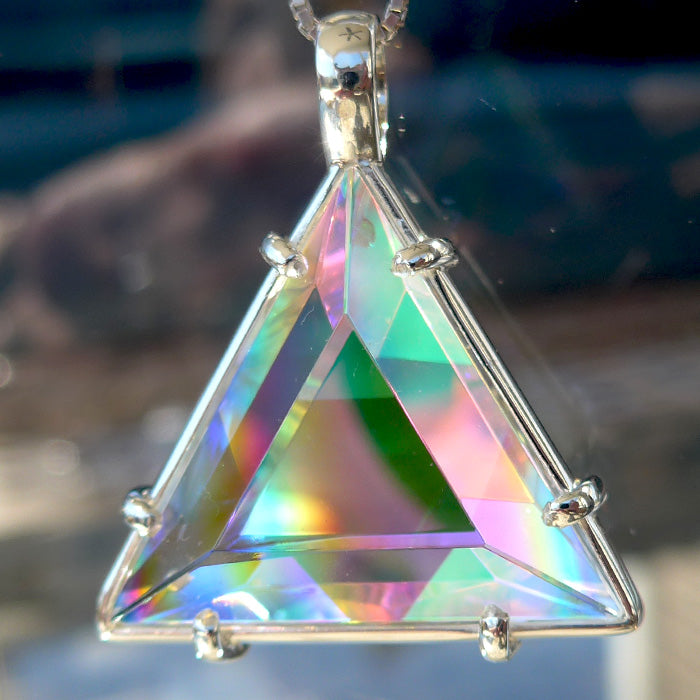 Clear Quartz Star of David with Rainbow Dichroic Glass by Kings Amao