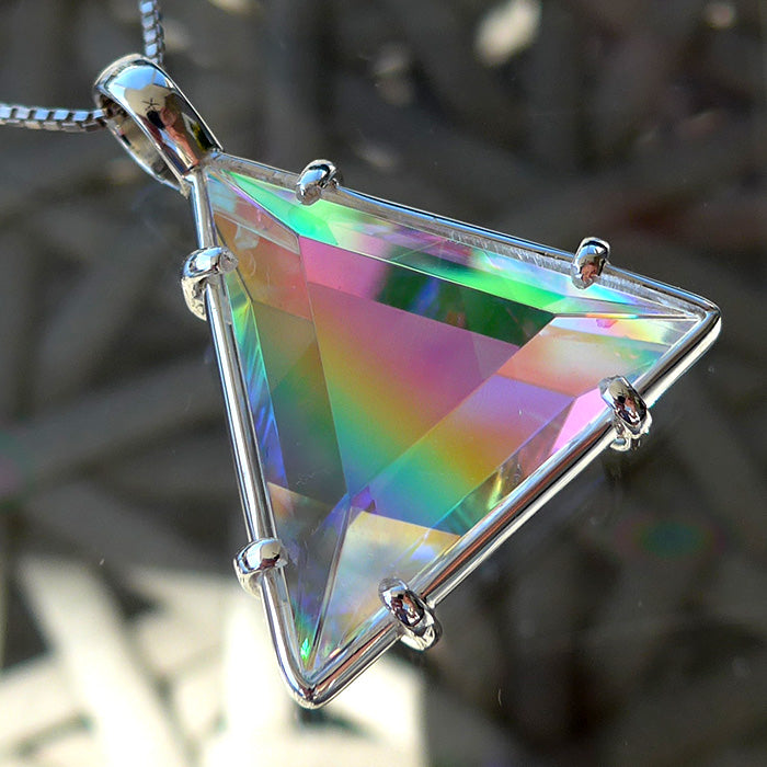 Clear Quartz Star of David with Rainbow Dichroic Glass by Kings Amao