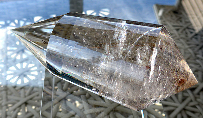 COLLECTOR'S ITEM: Fat Golden Rutile Quartz 144 Facet Vogel Wand by Ray Pinto