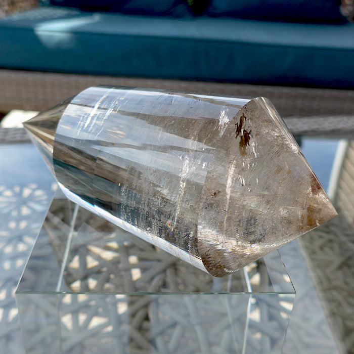 COLLECTOR'S ITEM: Fat Golden Rutile Quartz 144 Facet Vogel Wand by Ray Pinto