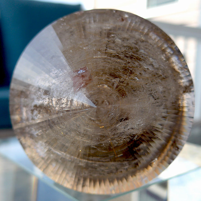 COLLECTOR'S ITEM: Fat Golden Rutile Quartz 144 Facet Vogel Wand by Ray Pinto