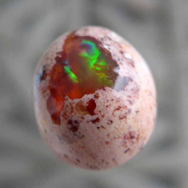 Fiery Orange and Green Mexican Opal Cabachon
