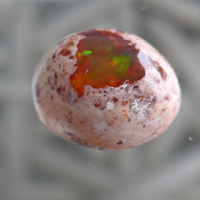 Fiery Orange and Green Mexican Opal Cabachon