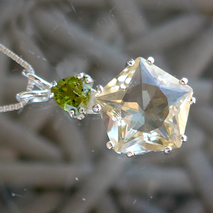 Golden Labradorite Star of Venus with Trillion Peridot Crown