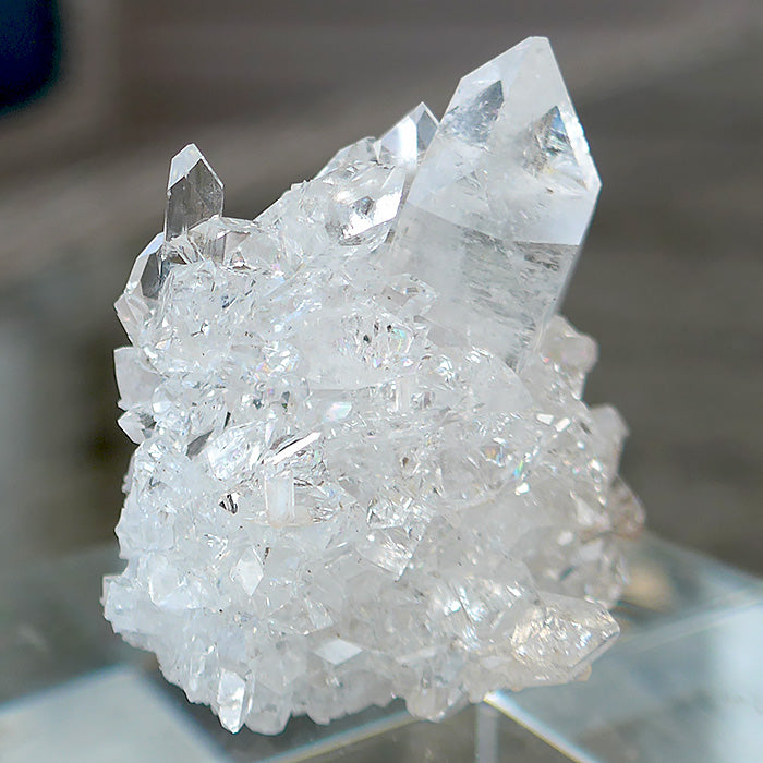 Gem Apophyllite Cluster with Big Pyramid and Rainbows