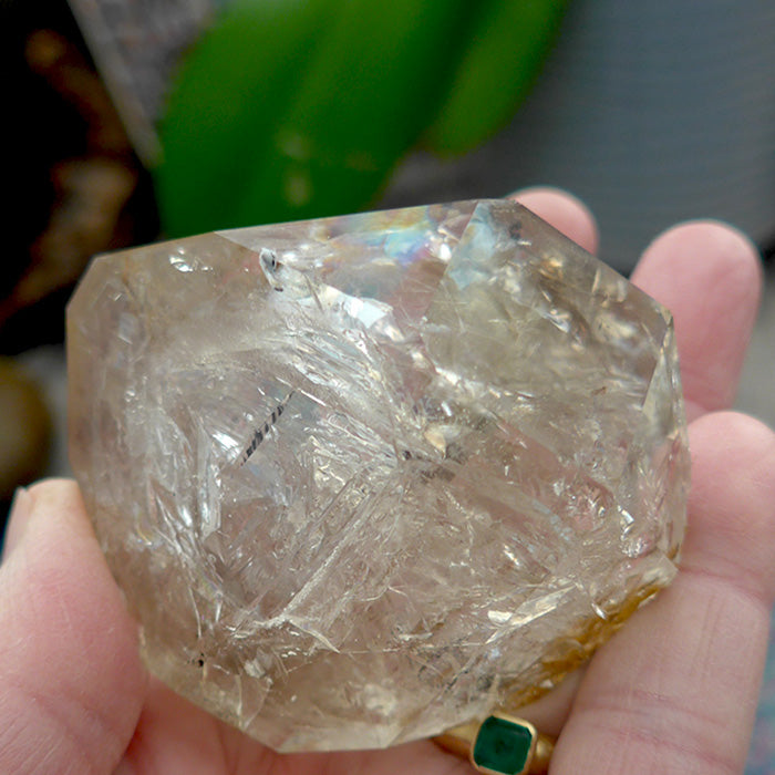 Golden Glow Clear Herkimer Diamond with Rainbow