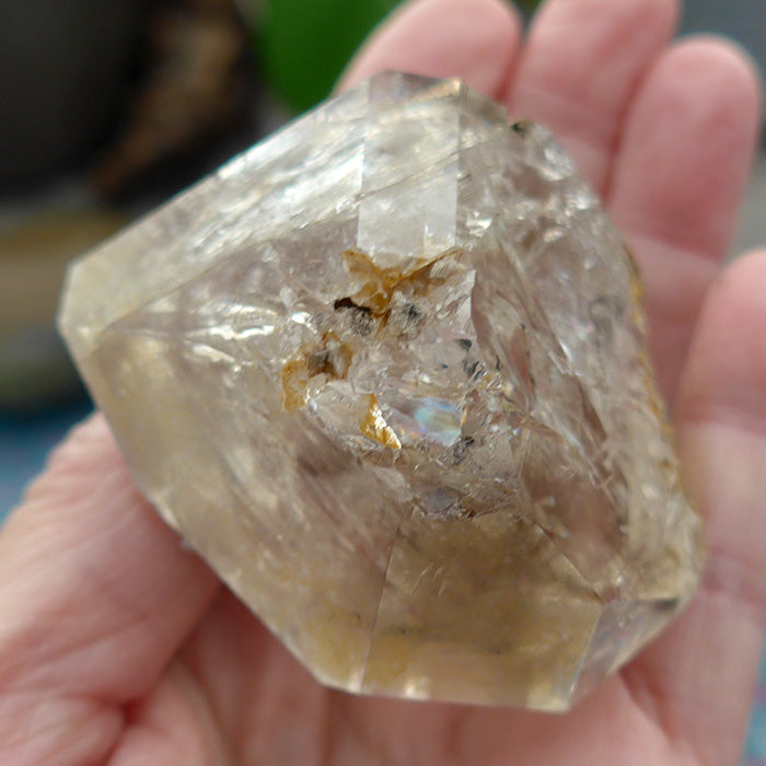 Golden Glow Clear Herkimer Diamond with Rainbow