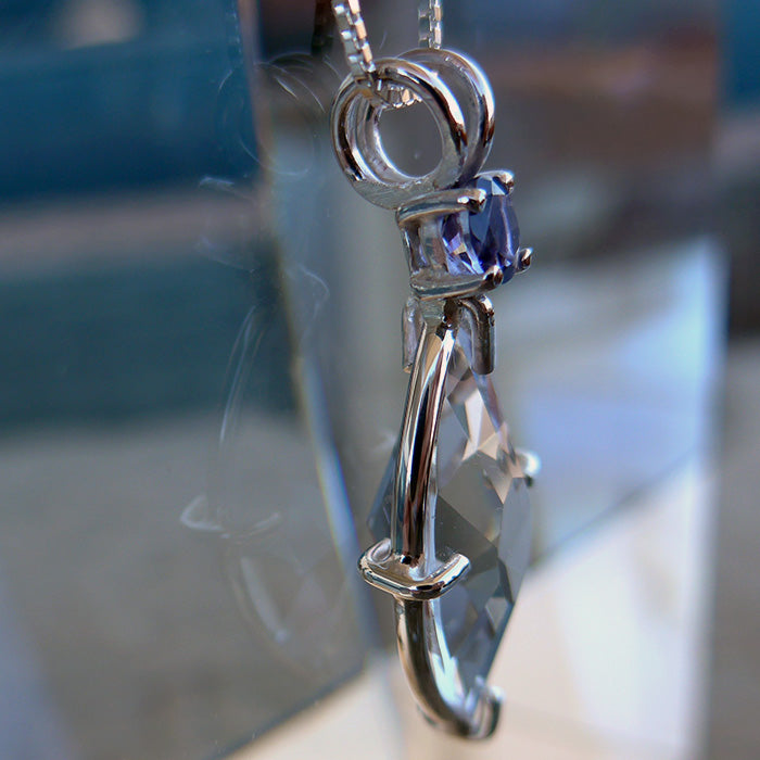 Clear Quartz Infinite Eye Pendant with Iolite Crown