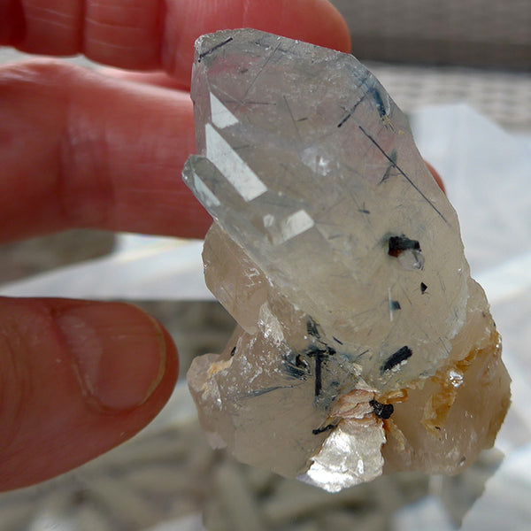 Small Indigo Quartz Elestial Cluster on Citrine Base