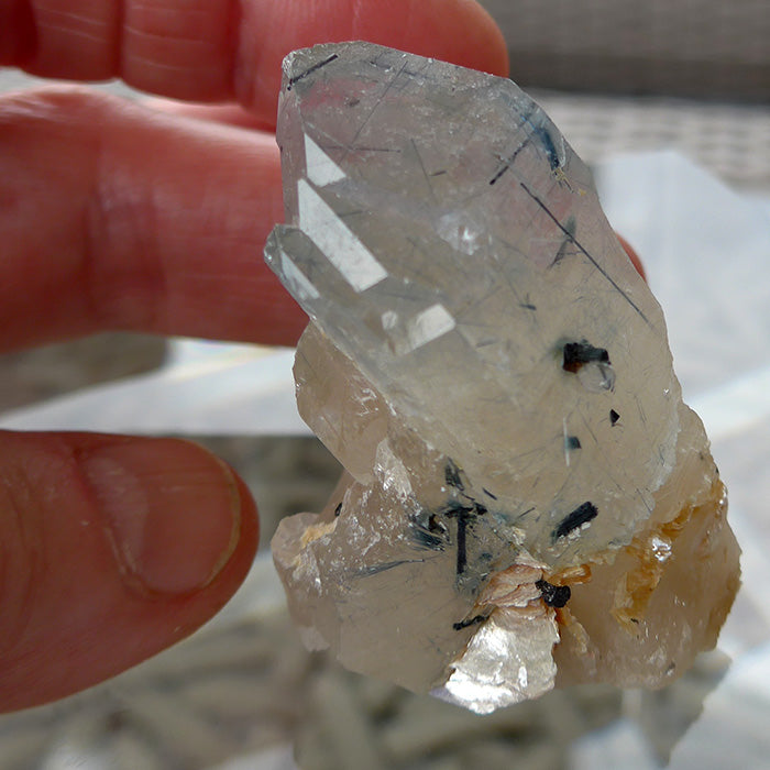 Small Indigo Quartz Elestial Cluster on Citrine Base