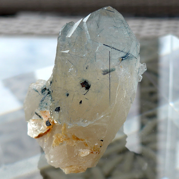 Small Indigo Quartz Elestial Cluster on Citrine Base