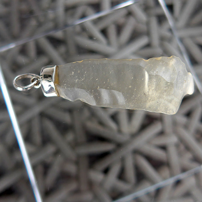 Long Sterling Capped Libyan Desert Glass Pendant