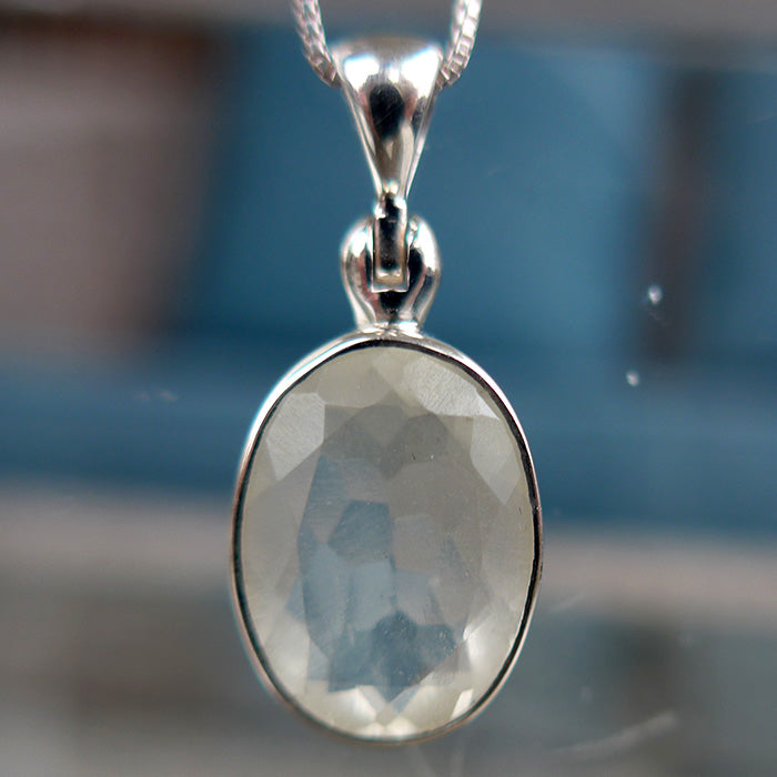 Glittering Faceted Libyan Desert Glass Oval Pendant