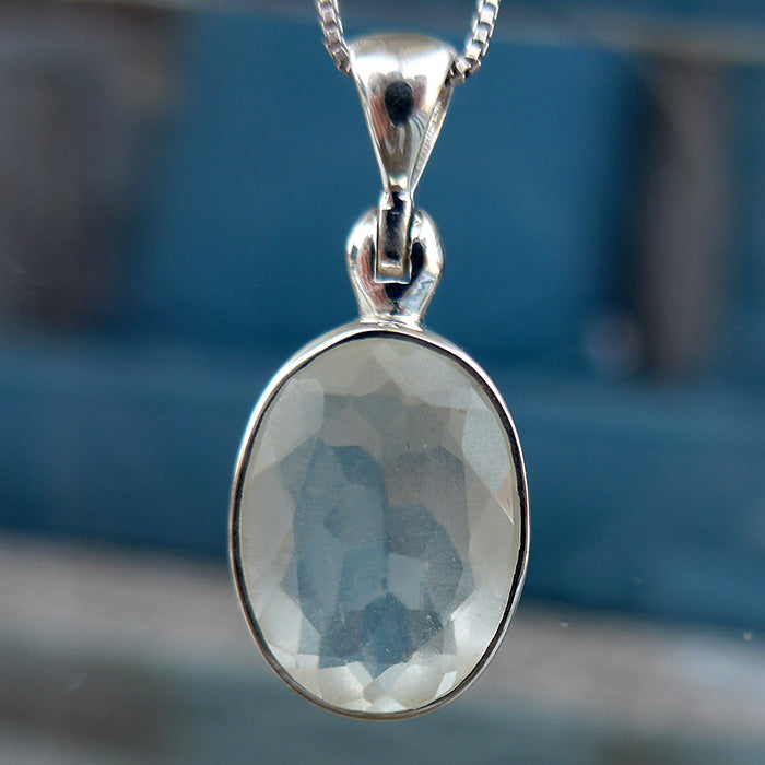 Glittering Faceted Libyan Desert Glass Oval Pendant