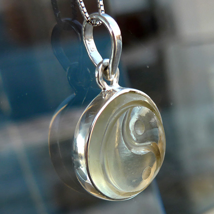 Carved Libyan Desert Glass Yin Yang Pendant