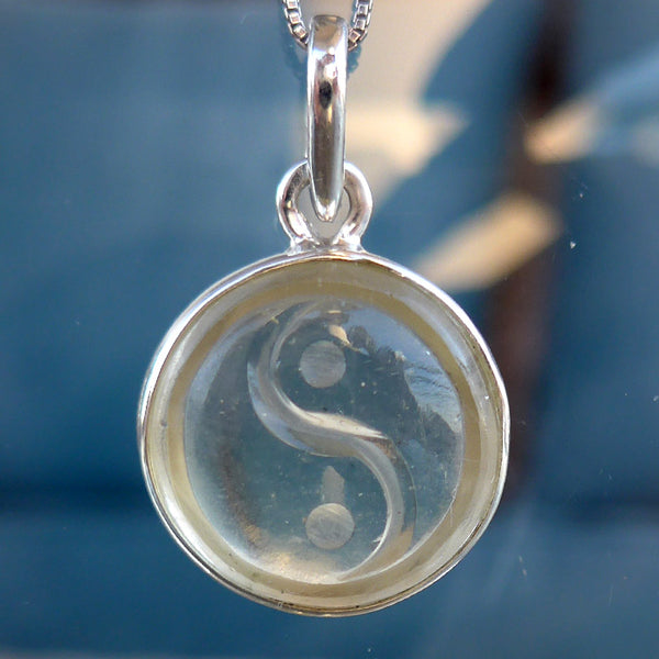 Carved Libyan Desert Glass Yin Yang Pendant