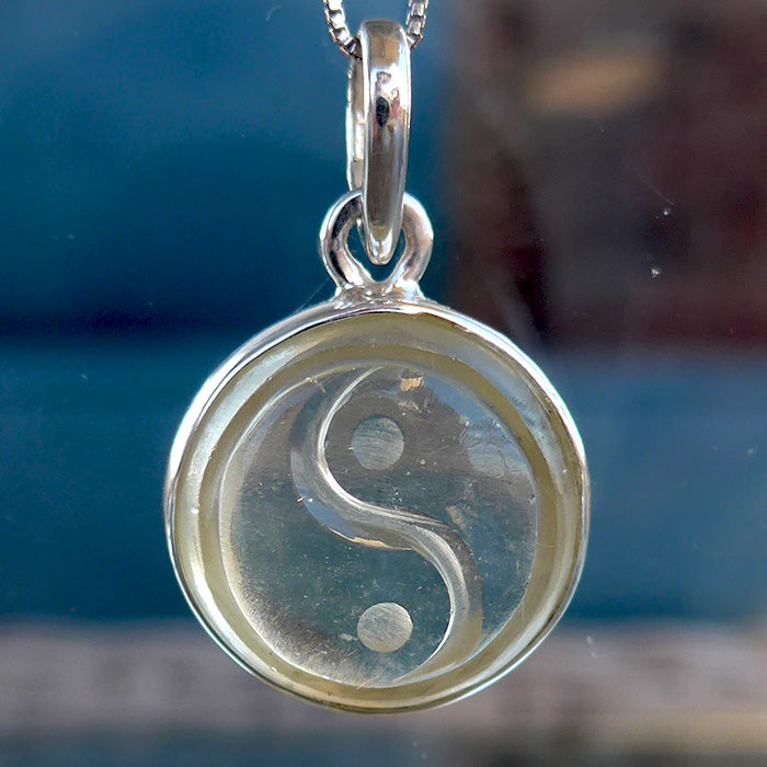 Carved Libyan Desert Glass Yin Yang Pendant