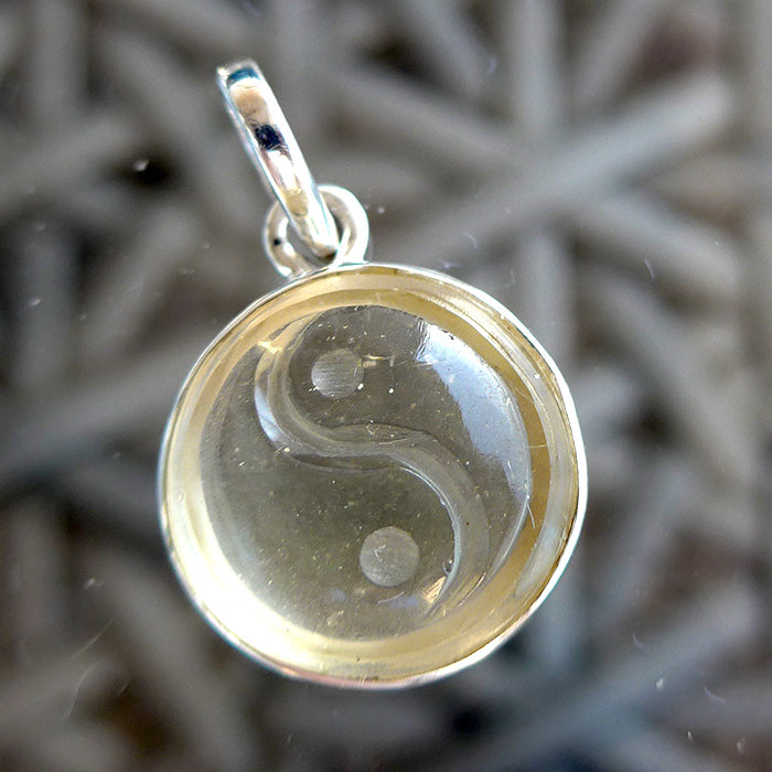 Carved Libyan Desert Glass Yin Yang Pendant