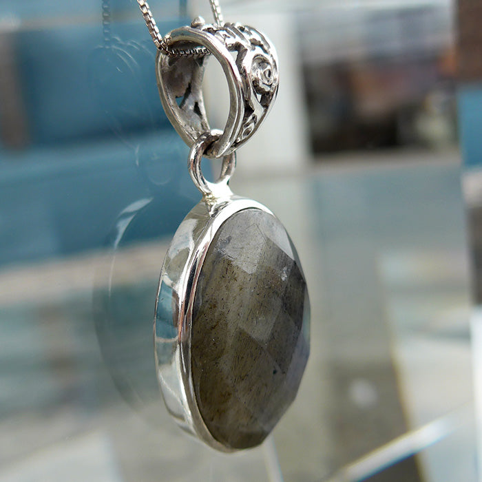 Pineapple Cut Faceted Labradorite Pendant