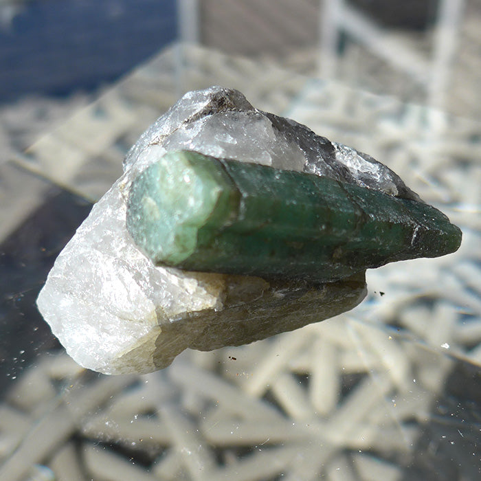 Large Emerald Rod in Quartz Matrix