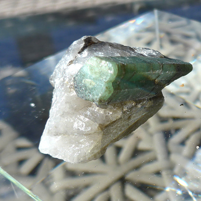 Large Emerald Rod in Quartz Matrix