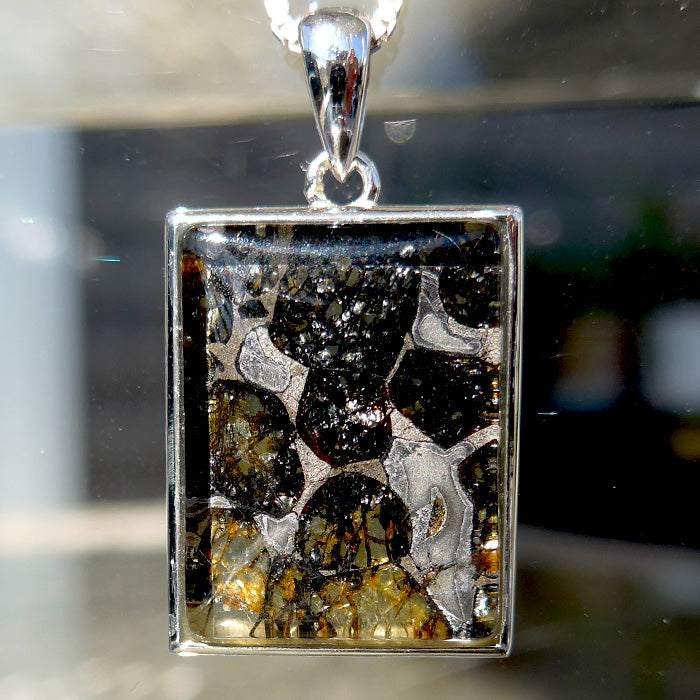 Large Rectangular Pallasite Pendant