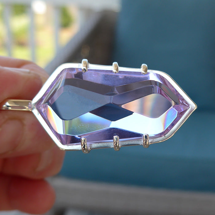 Trichroic Lavender Quartz Infinite Energy Pendant Wand by Kings Amao