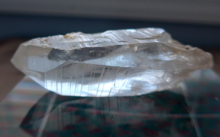 Clear Lemurian Channeling Wand with Mirrors and Temple Markings