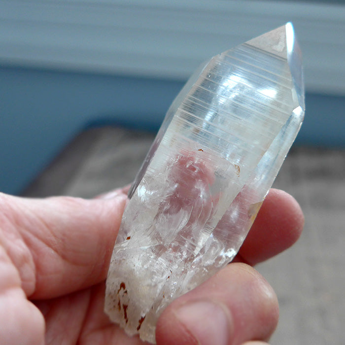 Clear Lemurian Channeling Wand with Mirrors and Temple Markings